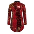 thumbnail image 5 of Blekii Men's Sequin Blazer Jacket, Party Tuxedo Style Jacket, Glitter Evening Wear Coat, Festive Holiday Celebration Top, Stage Performance Outfit, Eye-Catching Jacket for Special Nights, Red Xl, 5 of 9