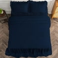 thumbnail image 4 of DNG Creations 4-Piece Long Ruffle Sheet Set 12-Inch Deep Pocket (Solid Navy Blue - Full), 4 of 7