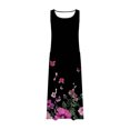 thumbnail image 5 of Giftesty Summer Dresses for Women Sleeveless Cotton and Linen Round Neck Printed Long Dress with Pocket, 5 of 5
