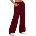 thumbnail image 2 of SYwaren Wide Leg Sweatpants for Women Casual Loose Fall Drawstring Comfortable Solid Elastic Waist Pocket Full Length Pants, 2 of 9