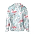 thumbnail image 2 of Uemuo Tropical Flamingo Pattern Women's Full Zip UPF 50+ Sun Protection Hoodie Jacket Long Sleeve Sun Shirt Hiking Outdoor Performance with Pockets-, 2 of 9
