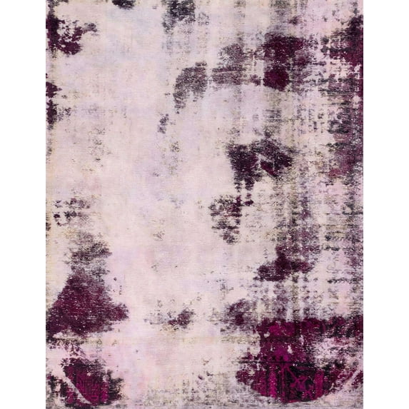 Ahgly Company Machine Washable Indoor Rectangle Abstract Mauve Taupe Purple Area Rugs, 2' x 5'