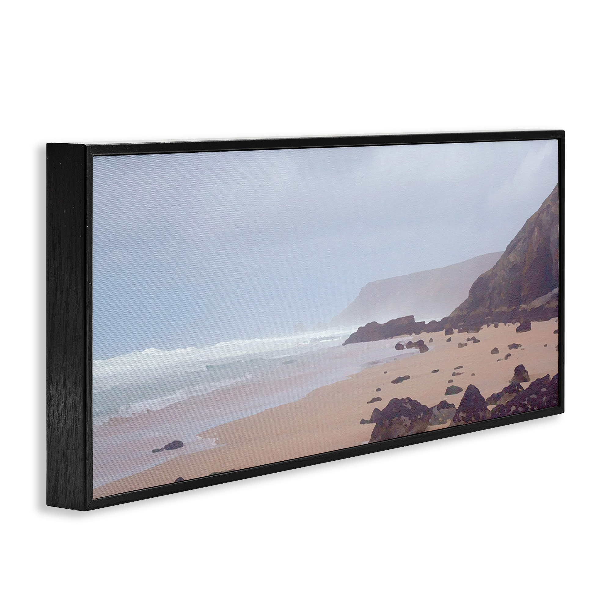 Stupell Industries Sea Mists View Landscape Photography Black Framed Art Print Wall Art, 24 x 10