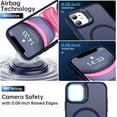 thumbnail image 6 of Magnetic iPhone 11 Case with Screen Protector, Built-in Metal Camera Kickstand,[Compatible with Magsafe] [Wireless Charging] Matte Protective Phone Cover 6.1" for Men, Women, Girls - Blue, 6 of 14