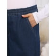 thumbnail image 5 of INSPIRE CHIC Women Maternity Jeans Elastic Waist Wide Leg Long Loose Pregnancy Denim Pants Trousers with Pockets M Deep Blue, 5 of 6