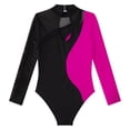 thumbnail image 4 of Alvivi Kids Girls Long Sleeve Mesh Splice Gymnastic Ballet Dance Leotard Bodysuit Sports Activewear Hot Pink 14, 4 of 5