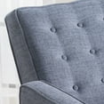 thumbnail image 3 of Mason Mid Century Modern Button Tufted Recliner, Light Gray Tweed Fabric and Dark Espresso, 3 of 12