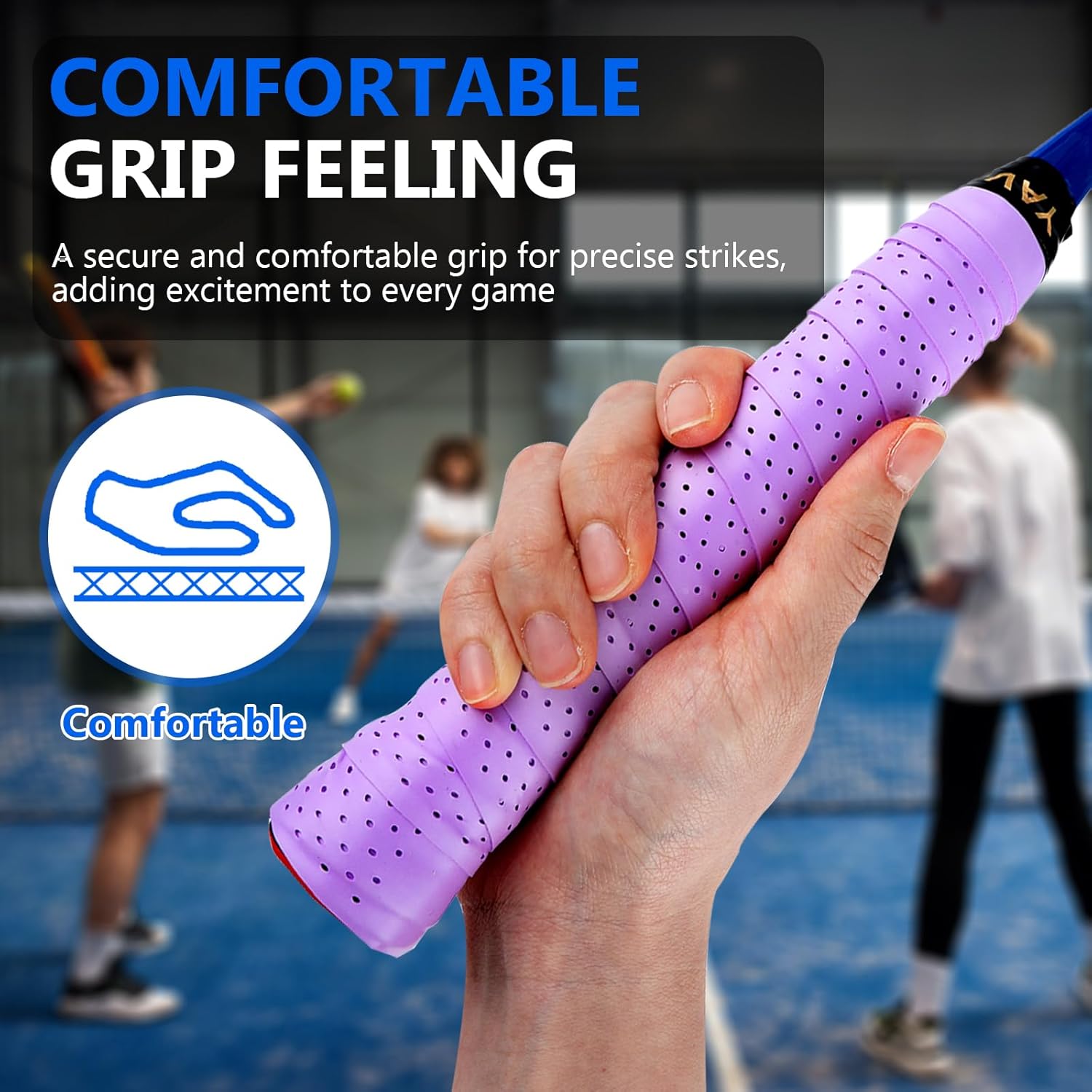 6 Pcs Professional Grip Tape Anti Slip Perforated Absorbent Tennis Pickleball Overgrip Badminton Overgrip Breathable, Quick Dry