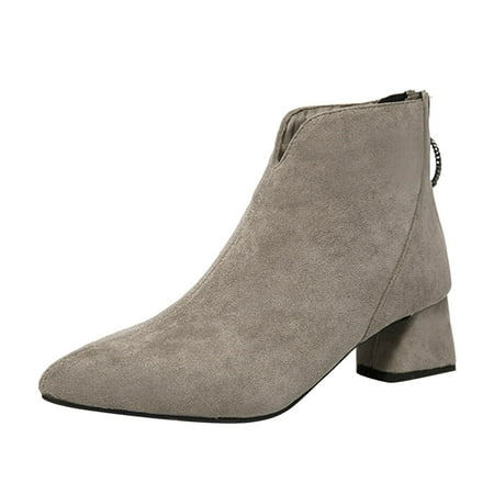 

adviicd Dress Boots for Women Low Heel Fashion Autumn Winter Women Ankle Boots Mid Heel Chunky Heel Pointed Toe Back