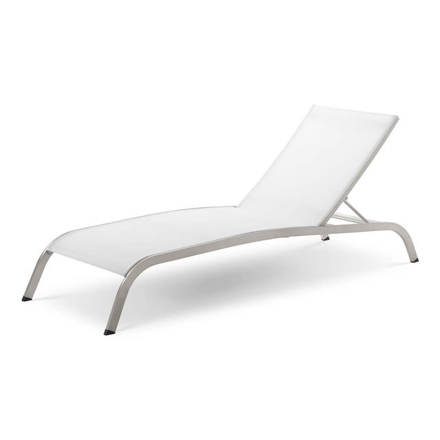 Contemporary Modern Urban Designer Outdoor Patio Balcony Garden Furniture Lounge Lounge Chair, Aluminum, White