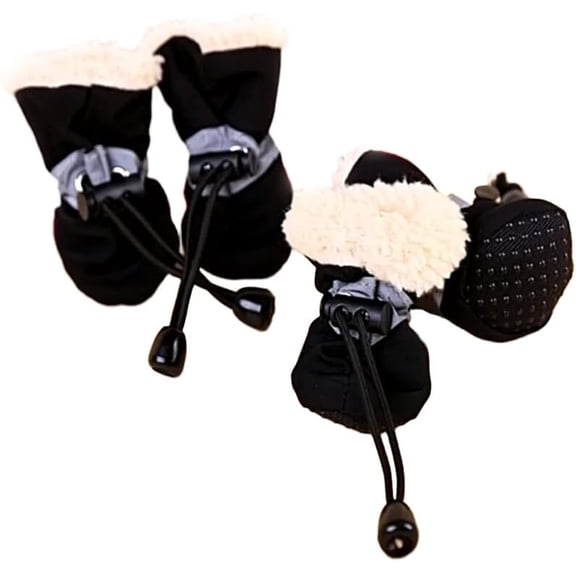 Snow Booties for Dog, Suspender Boots for Dogs, Winter Dog Boots for Small Medium Dogs, Anti-Slip Paw Protectors with Reflective Strips