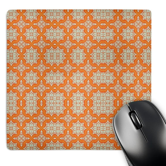 3dRose, Orange n Tan Damask, MousePad
