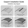thumbnail image 6 of EASYHAWK 20x20 FT Heavy Duty Galvanized Steel Carport - Outdoor Metal Carport Vehicle Shelter for Cars, Trucks, SUVs, Boats & Tractors, 6 of 10
