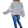 thumbnail image 2 of Pull pour Femmes Manches Longues Col Tricoté Cœur Ample Fête de Rue Chemise Décontractée Rose TG, 2 of 5