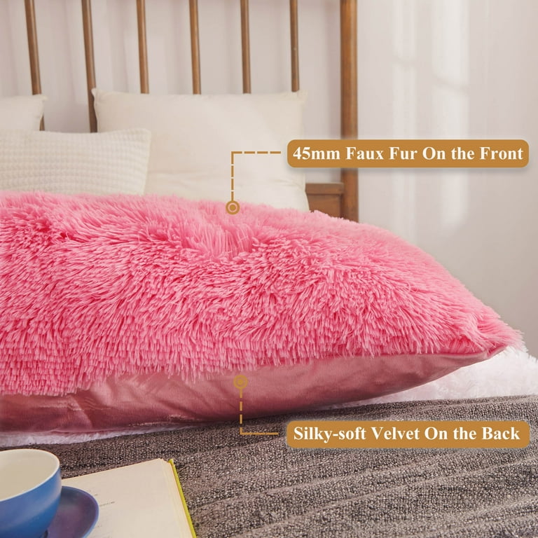 XeGe Shaggy Faux Fur Body Pillow Cover Fluffy Long 20x54 Bed Pillow Case with Zipper Closure Soft Decorative Plush Furry Fuzzy Body Pillowcase 20 x 54