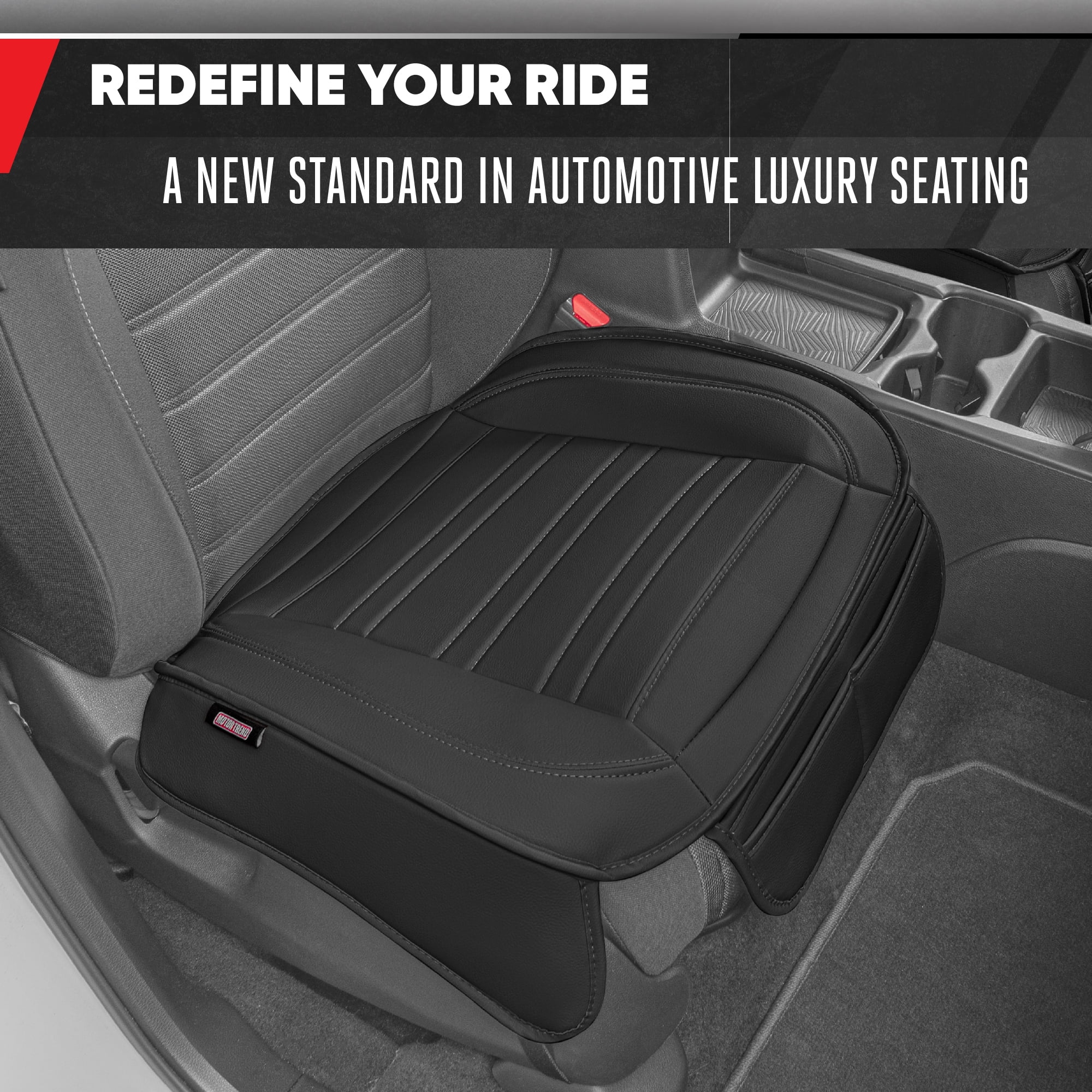 Motor Trend Faux Leather Front Seat Cover for Cars - Set of 2 Black Front Car Seat Covers for SUV & Truck with Storage Pockets - Automotive Car Seats Cover Protector - For Bottom Cushion Coverage Onl