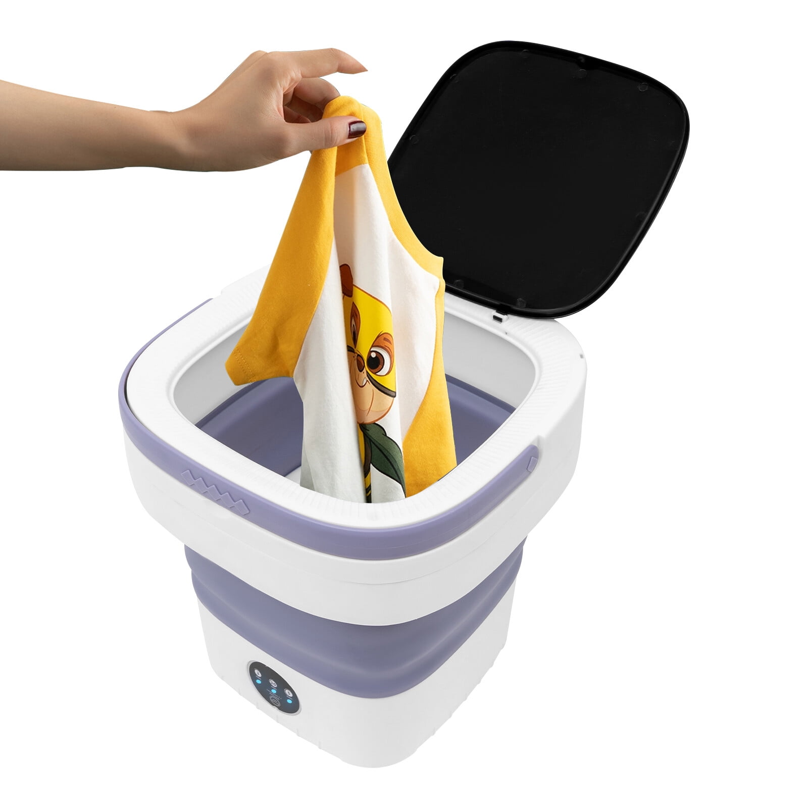 Foldable Portable Washing Machine, 12L Mini Washer with Pure Copper Motor, Small Compact Travel Washing Machine for Apartment Dorm RV Camping – Timer & Drain Hose, 36W, Purple