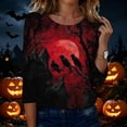 thumbnail image 4 of Domuza Halloween Shirts for Women Fall Casual Round Neck Three-Quarter Sleeve T Shirts Horror Novelty Print Retro Tops Halloween Costumes-H 2XL, 4 of 6