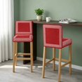 thumbnail image 2 of Red Geometric Bar Stool Cover Set of 6, White Greek Key Design Burlap Modern Art Stretch Bar Chair Cover, Removable Washable Pub Counter Stool Chair Slipcover for Kitchen Dining Room Pub Cafe, 2 of 9