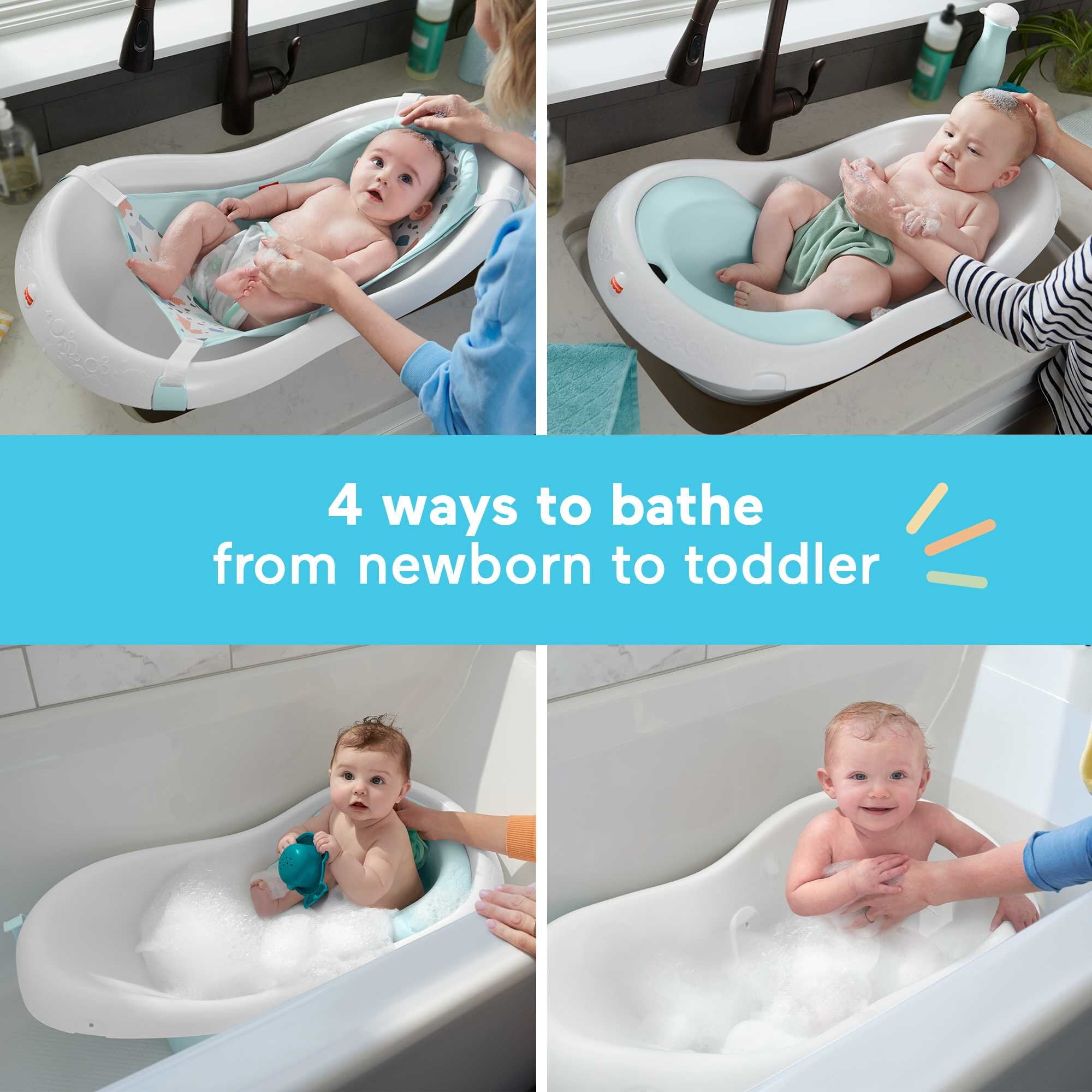 Fisher-Price 4-in-1 Sling 'n Seat Baby Bath Tub Pacific Pebble, Unisex