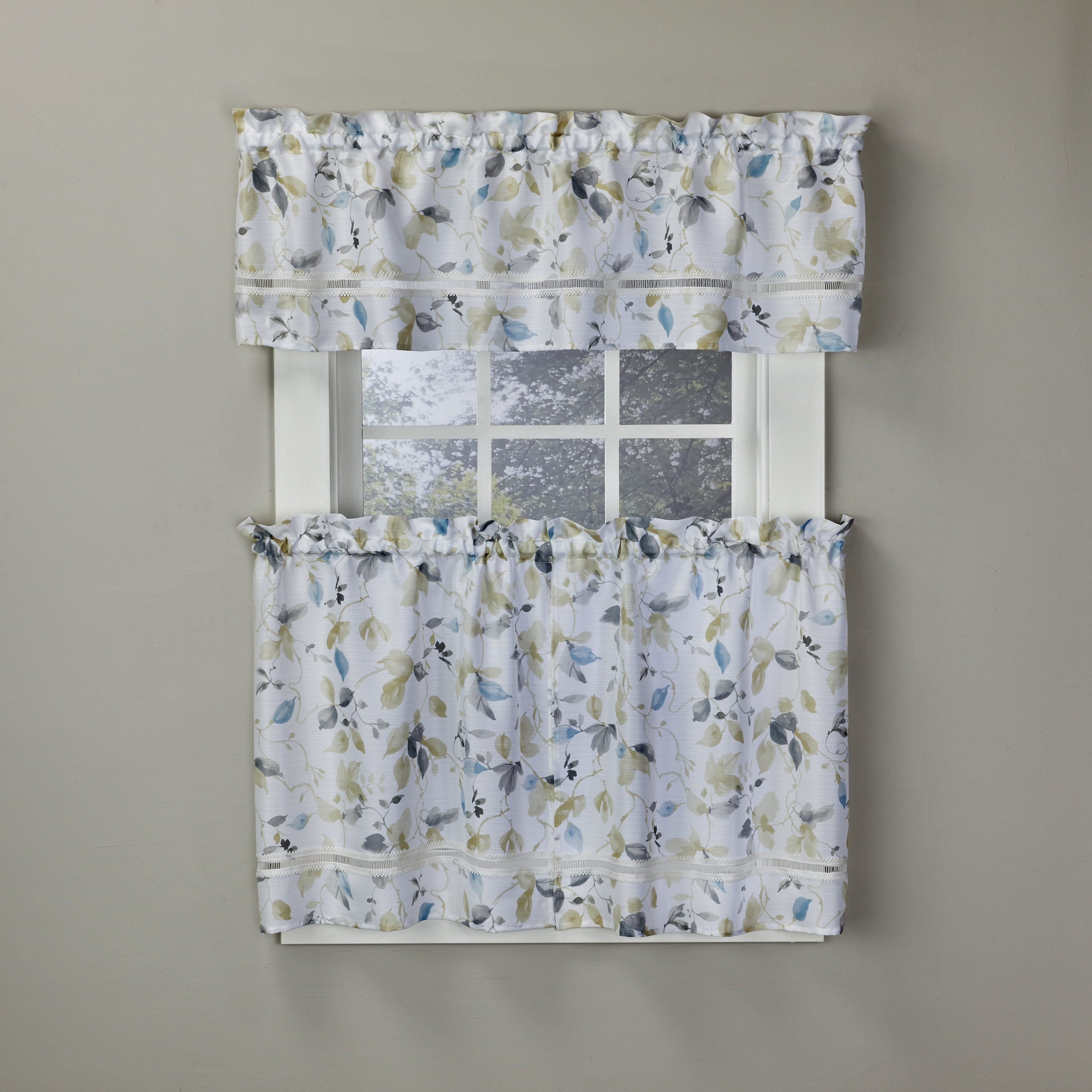 SKL Home Bodega Bay Window Tiers, Rod Pocket Light Filtering , 56 in x 36 in, 2 Panels