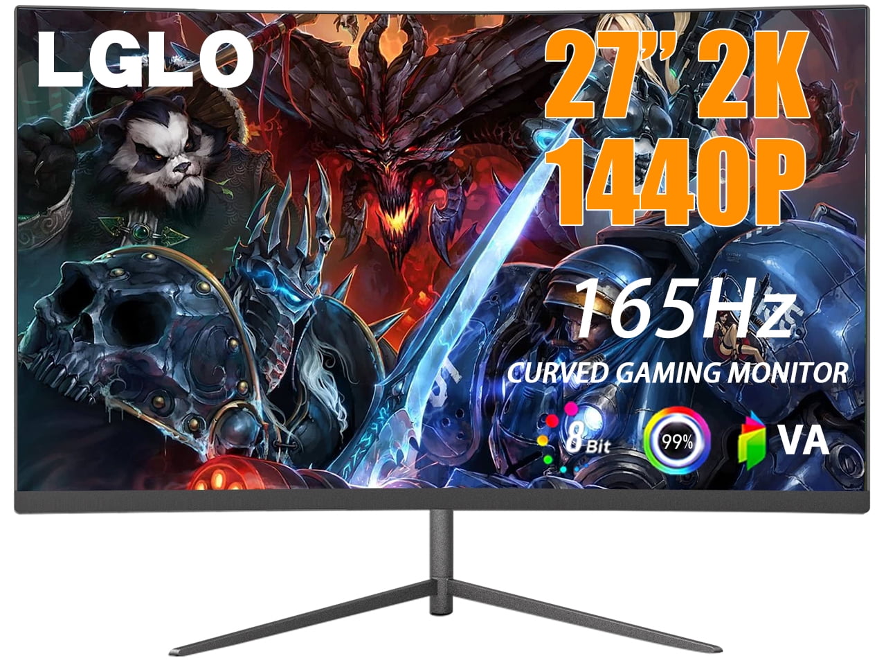 LGLO 27'' 165Hz Curved PC Gaming FHD 2560 x 1440 Built-in Speakers HDMI - Walmart.com