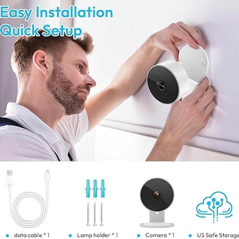 AI Smart Security Camera: 360° Panoramic View, 960P FHD Night Vision, Human Tracking, Two-Way Audio, 24/7 Recording for Home/Pet/Baby/Outdoor