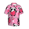 thumbnail image 2 of Bixox Men's Hawaiian Shirts Men's Panda Heart Valentine Pink Print Short-Sleeve Shirt-X-Large, 2 of 8