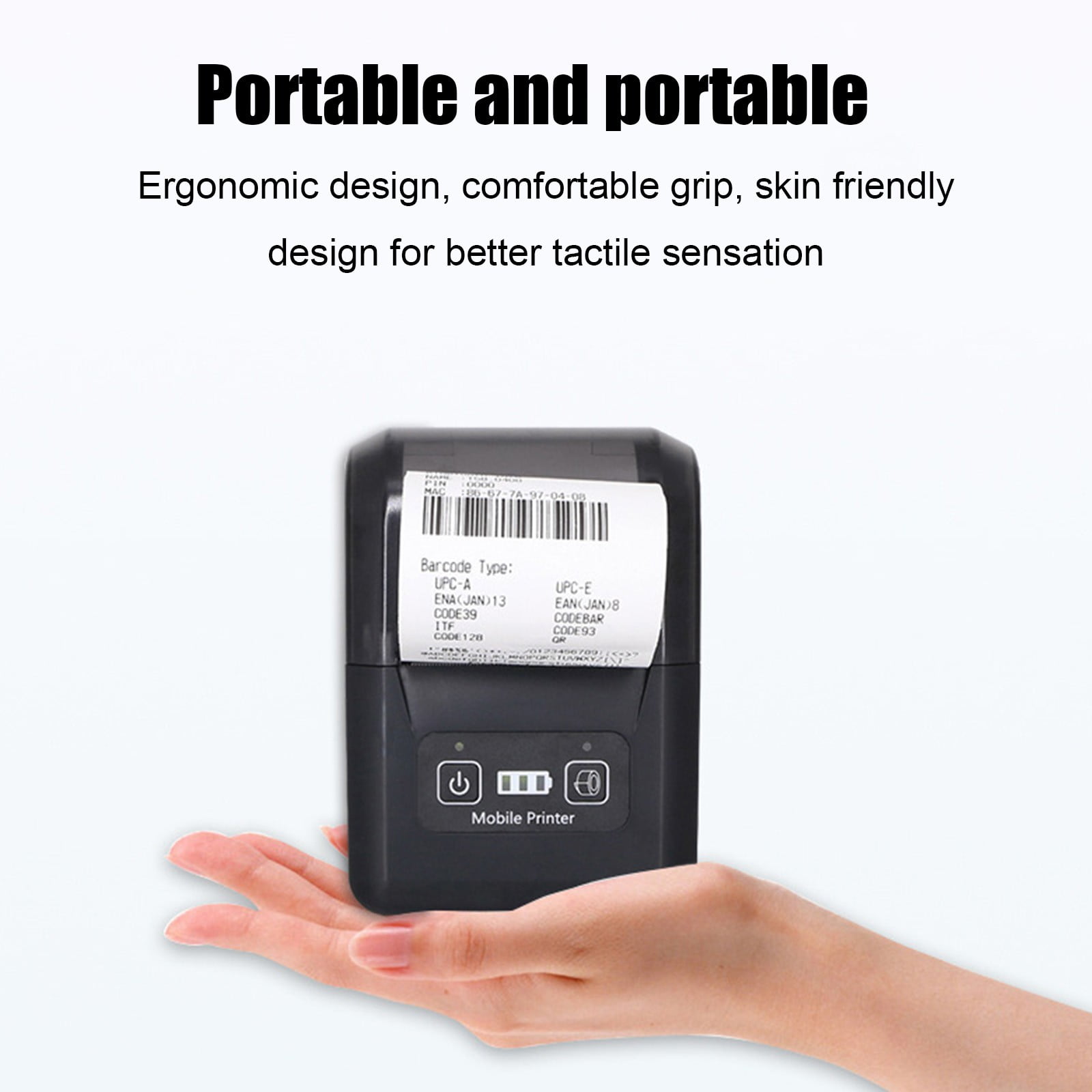 Mauxuk Portable Bluetooth Thermal Printer - Wireless Mini Printer for Receipts, Labels & Barcodes, 48mm Print Width, Lightweight 0.62lb, Compatible with Multiple Systems