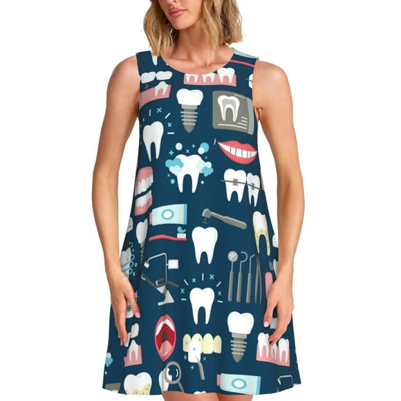 Balery Dental Vestidos de verano para mujer con estampado: vestido holgado sin mangas, vestido playero informal y cómodo para días calurosos.