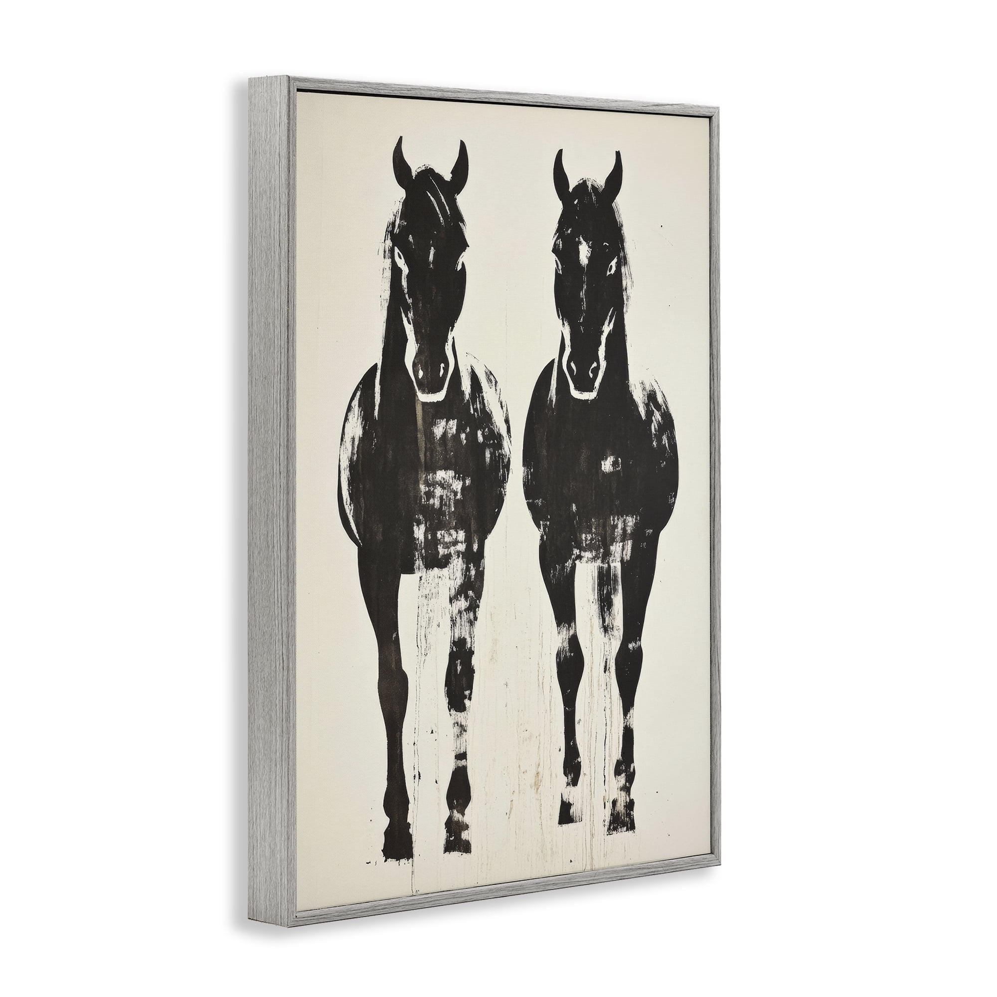 Stupell Industries Silhouetted Horse Couple Gray Framed Giclee Art, design by Petal Prints Design