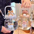 thumbnail image 3 of 1310ml Kawaii Water Bottle with Straw Cute Water Bottles 46oz Big Belly Water Bottle Large Capacity Kawaii Bear Bottle Cute Cartoon Drinking Bottle for Milk Juice Tea, 3 of 6