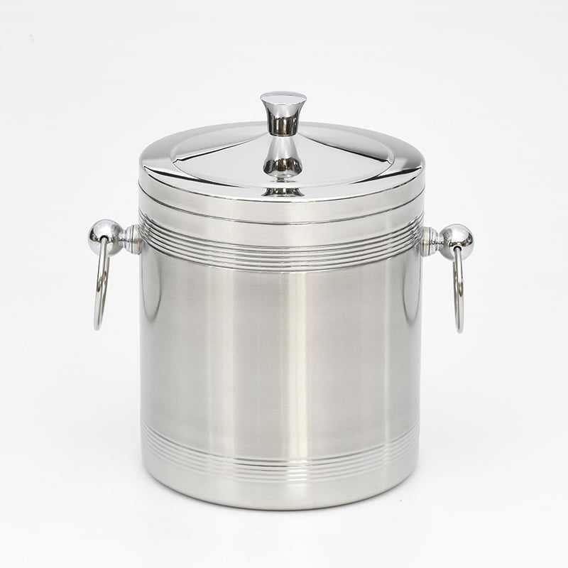 Stainless Steel Ice Bucket Crystal Handle Drinks Champagne Metal Cooler with Lid 