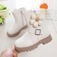 thumbnail image 7 of nsendm Female Shoes Little Kid Big Kids Shoes Size 6 Thick Soled Girls Mid Length Boots Comfortable Soft Soled Leather Short Boots Noisy Shoes for Kids White 11.5, 7 of 7