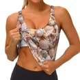 thumbnail image 4 of Haiem Colorful Seashells Pattern Womens Sports Bra - U Neck Padded Low Impact Yoga Bra Workout Crop Top Gym Moisture-Wicking Workout Vest -Large, 4 of 9