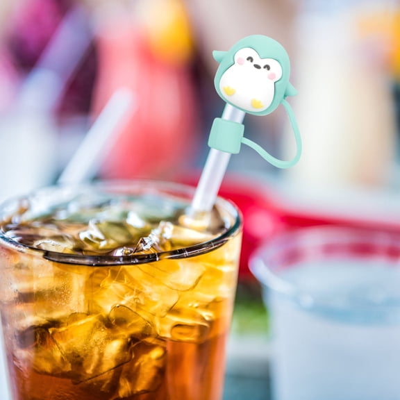 Hytrove 4-Pack Reusable Silicone Straw Caps Set, Washable Cute Covers for Drinking Straws, and