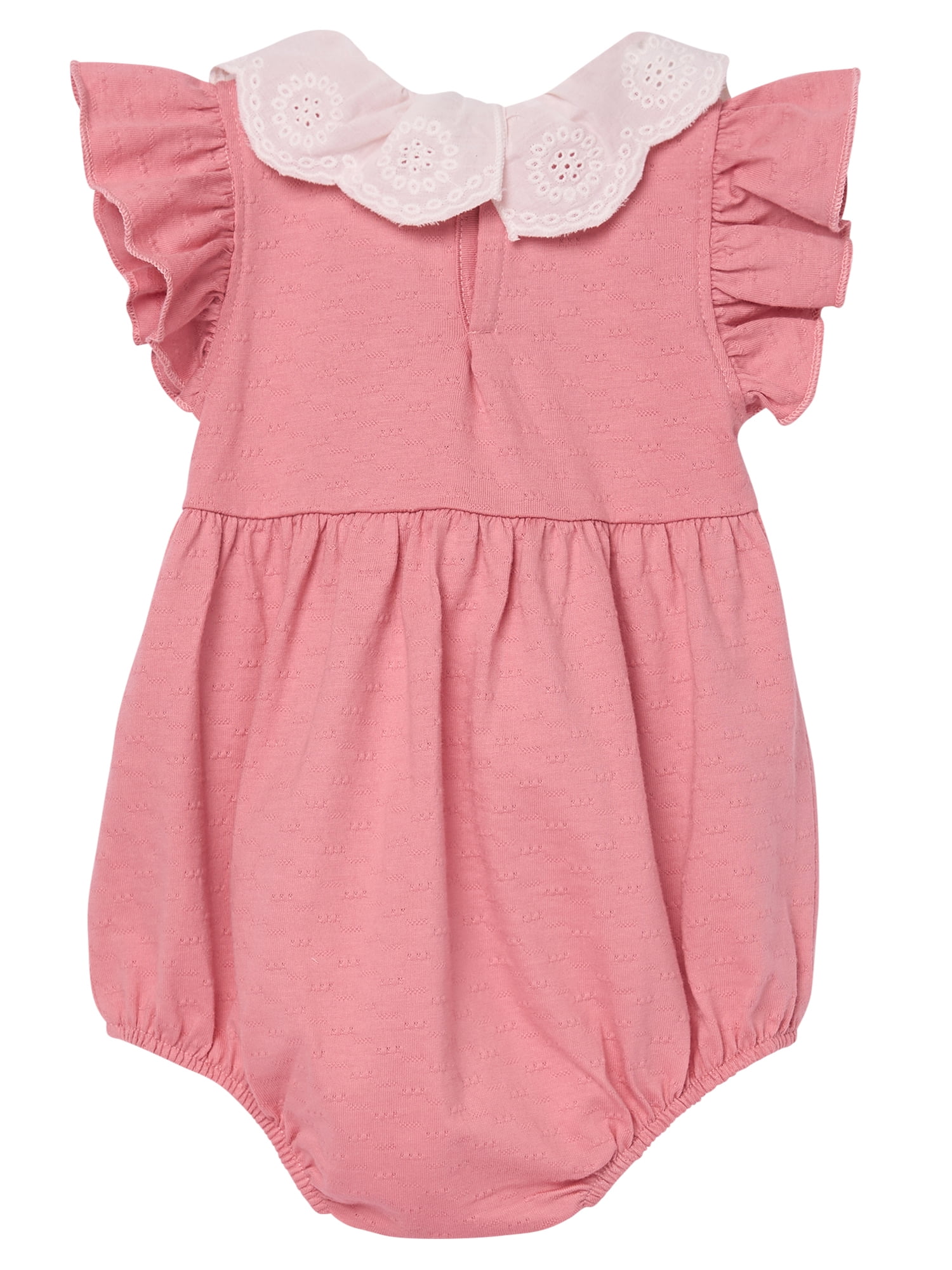 Modern Moments by Gerber Baby Girl Smocked Bubble Romper with Eyelet Collar, Sizes 0/3 Months - 24 Months