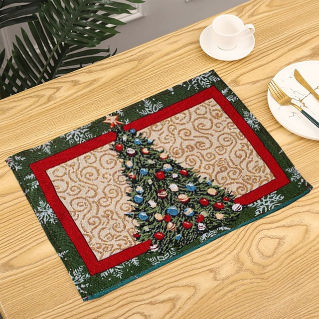 Manteles individuales navideños Decoraciones navideñas para mesa de comedor Fiudx 16.56 x 13.38 pulgadas