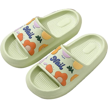 

PIKADINGNIS Womens Slippers Flowers Anti-Slip Indoor Outdoor Open Toe Slides Bathroom Lightweight House Slippers