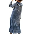 thumbnail image 3 of Antinious Womens Solid Fleece Lined Casual Long Sleeve Long Nightdress Sleep Dress,Winter Pajamas Dress for Women,Nightgowns for Women,Blue,XL, 3 of 5
