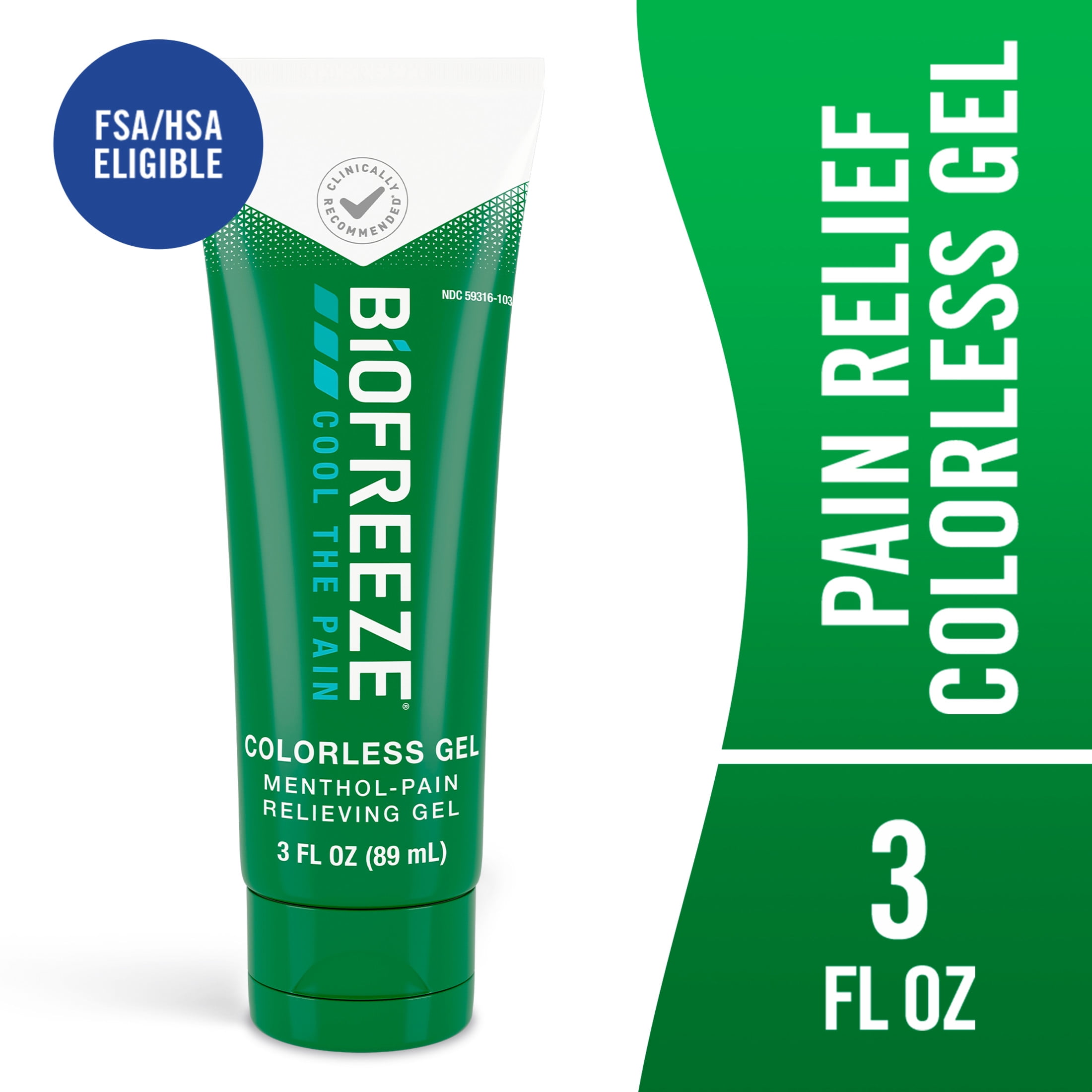 BioFreeze Menthol Pain Relief Colorless Gel, 3 fl oz (2 pack