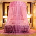 thumbnail image 1 of Mosquito Net Three-Door Design Round Dome Including Mounting Material Mosquito Net for Double or Single Bed, Camping or Give it to Friends and Family-Pink, 1 of 8
