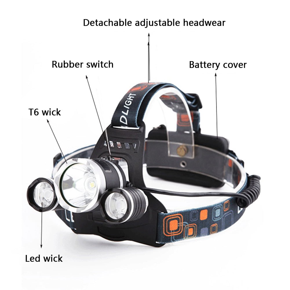Fishing Tactical 30000LM T6 LED Headlamp fit 18650 Battery Headlight Torch Light 