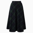 thumbnail image 2 of Womens Plaid Wool Blend Skirts Elastic Waist A-Line Pleated Long Skirts (Green L), 2 of 8
