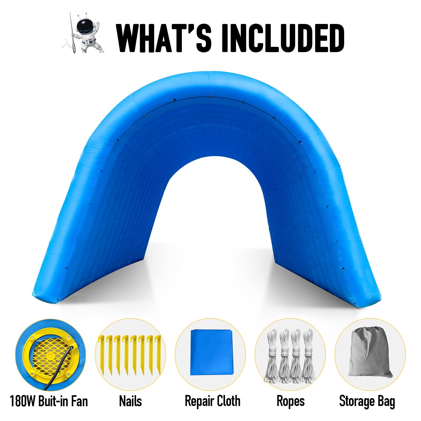 Inflatable Sports Tunnel Arch with Blower 16x10x10ft Blue Event Entrance for Shops Schools & Supermarkets