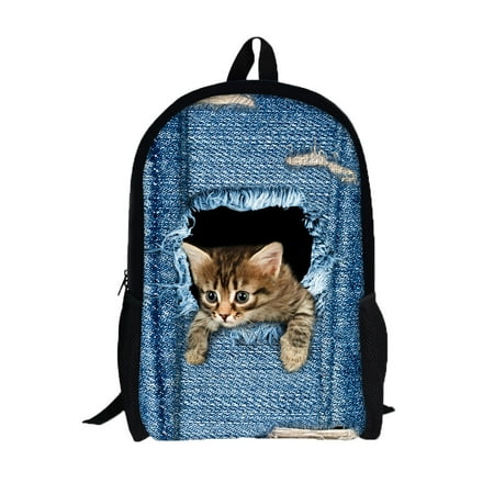 3D Animal Print Cat Dog Backpack Student School College Shoulder Bags