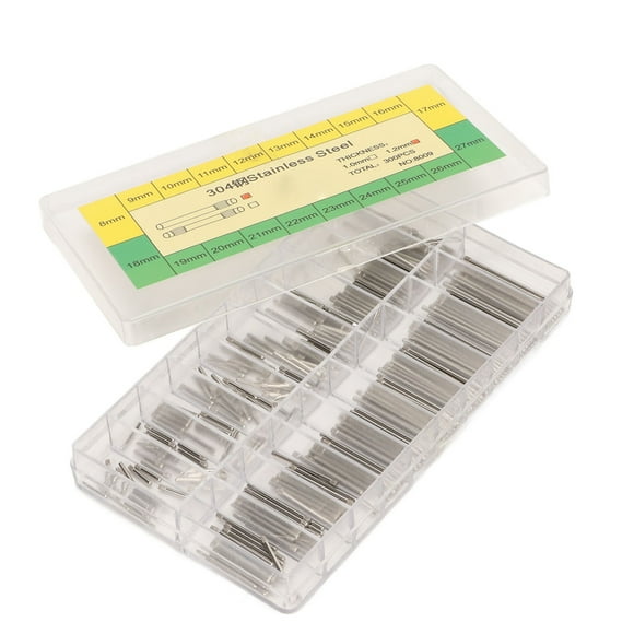 300 piezas de pasadores para correas de reloj de 1,2 mm, de acero inoxidable, resistentes a la corrosión, herramienta de reparación de barras de resorte de 8 mm a 27 mm