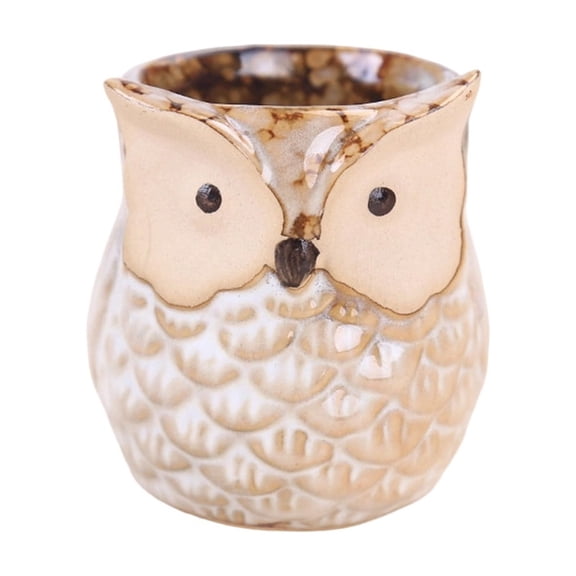 SLYNSHome Owl Ceramic Succulent Pot, Cute Animal Planter, Mini Flower Pot For Indoor Plants, Home & Garden Decor