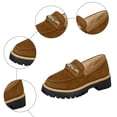 thumbnail image 5 of Rokment Womens Vintage Slip on penny Loafers Retro Suede Platform Chunky Lug Sole Oxfords Dress Shoes for Business Work Khaki Size 7, 5 of 7