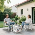 thumbnail image 3 of SERWALL 3 Piece Patio Furniture Set,HDPE Outdoor Bistro Set with Coffee Table and Chair for the Patio,White, 3 of 9
